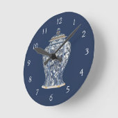 Blauw- en witte porseleinen Vase door Vision Studi Ronde Klok (Hoek)