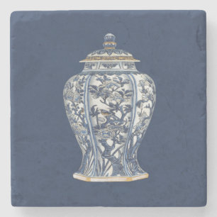 Blauw- en witte porseleinen Vase door Vision Studi Stenen Onderzetter