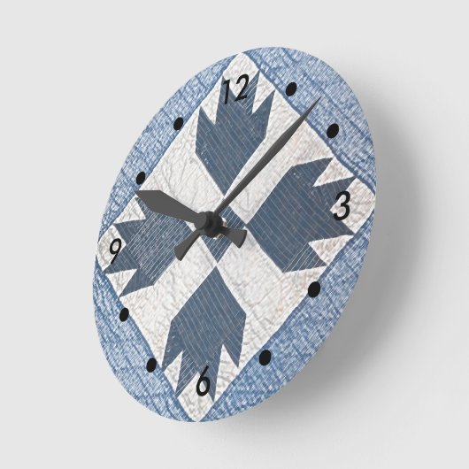 Blauw en witte quilt ronde klok (Hoek)