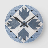 Blauw en witte quilt ronde klok (Voorkant)