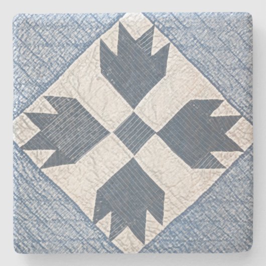 Blauw en witte quilt stenen onderzetter (Voorkant)