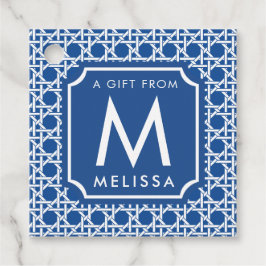 Blauw- en witte riet | Rattan | Monogram Bedankjes Labels