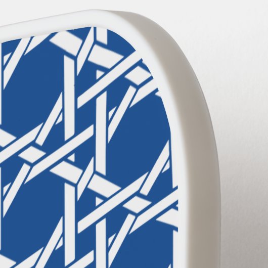 Blauw- en witte riet | Rattan | Monogram Pickleball Paddle (Links Detail)