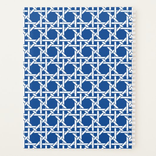 Blauw- en witte riet | Rattan | Monogram Planner (Achterkant)