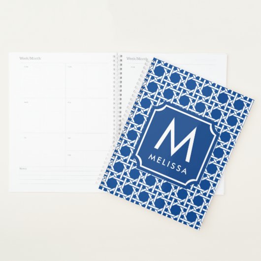 Blauw- en witte riet | Rattan | Monogram Planner (Display)