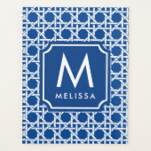 Blauw- en witte riet | Rattan | Monogram Planner (Voorkant)