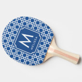 Blauw- en witte riet | Rattan | Monogram Tafeltennisbatje (Zijkant)