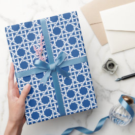 Blauw- en witte riet | Rattan Webbing Cadeaupapier
