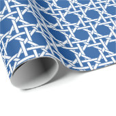 Blauw- en witte riet | Rattan Webbing Cadeaupapier (Rol Hoek)