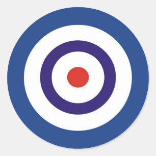 BLAUW EN WITTE RONDE STICKER