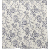 Blauw en witte rozen bloem land douchegordijn (Voorkant)