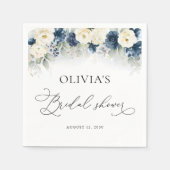 Blauw en Witte Rozen Bruiloftsshower Servetten (Voorkant)