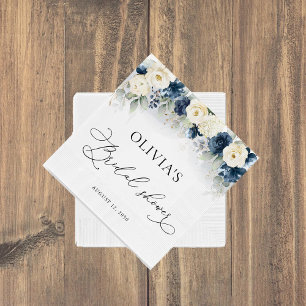 Blauw en Witte Rozen Bruiloftsshower Servetten