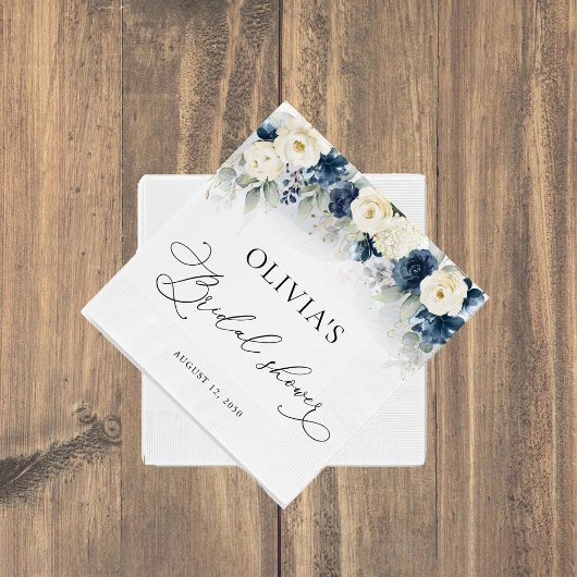 Blauw en Witte Rozen Bruiloftsshower Servetten