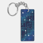 Blauw- en witte-schakelkaart sleutelhanger (Voorkant Links)