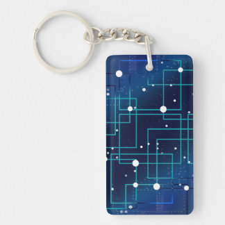 Blauw- en witte-schakelkaart sleutelhanger