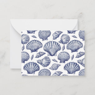 Blauw en Witte Schelp Notitiekaarten Notitiekaartje