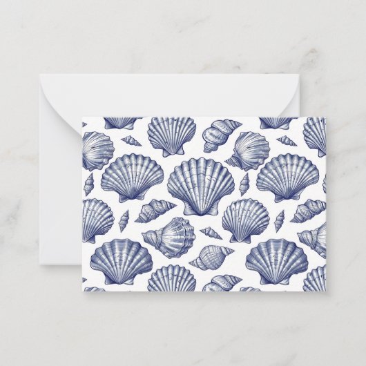 Blauw en Witte Schelp Notitiekaarten Notitiekaartje (Voorkant)