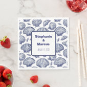 Blauw en Witte Schelp Strand Bruiloft Servetten (Insitu)