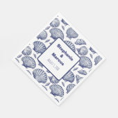 Blauw en Witte Schelp Strand Bruiloft Servetten (Hoek)