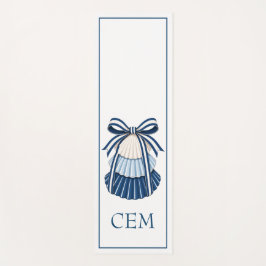 Blauw en Witte Schelpen en Lint Monogram Yogamat