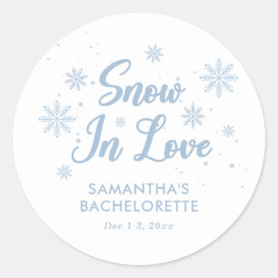 Blauw en Witte Sneeuw verliefd Winter Bachelorette Ronde Sticker