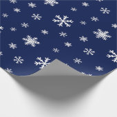 Blauw- en witte sneeuwvlok cadeaupapier (Hoek)