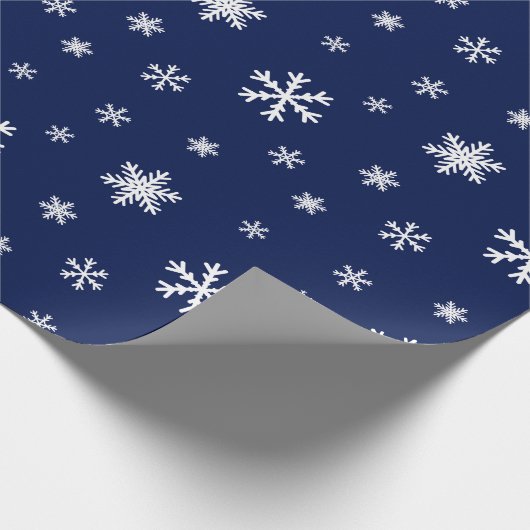 Blauw- en witte sneeuwvlok cadeaupapier (Hoek)