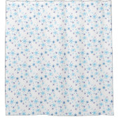 Blauw- en witte sneeuwvlokken douchegordijn (Voorkant)