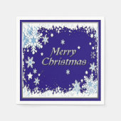 Blauw en witte snowflake Merry Kerstmis Napkins Servet (Voorkant)