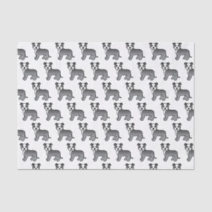 Blauw En Witte Staffie Mooie Cartoon Hond Patroon Tissuepapier