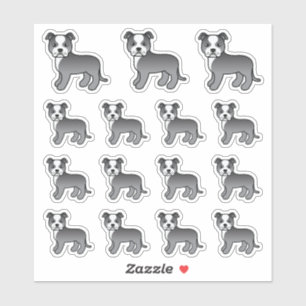 Blauw En Witte Staffordshire Bull Terrier Honden Sticker
