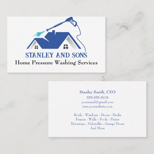 Blauw en witte startdruk Visitekaartje wassen (Voorkant / Achterkant)