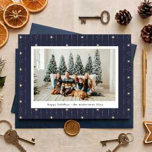 Blauw en witte sterrenbehang foto kerstkaart