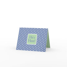 Blauw en Witte Stippen Met Groene Monogram