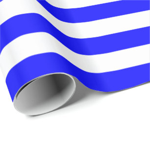 Blauw en witte streep cadeaupapier