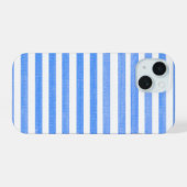 Blauw en Witte Streep iPhone 15 Case (Achterkant horizontaal)