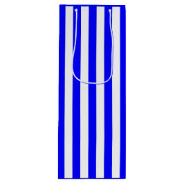 Blauw en witte streep wijn cadeautas
