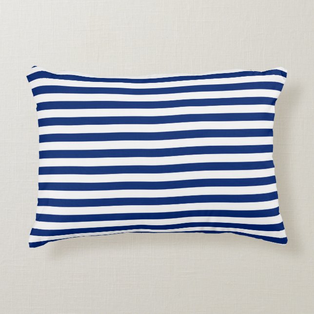Blauw en Witte Strepen Accent Kussen (Voorkant)