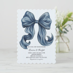 Blauw en Witte Strepen Baby Shower Kaart