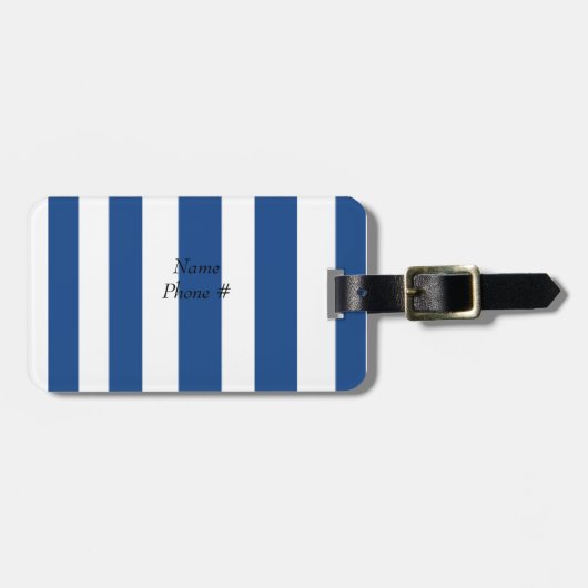 Blauw En Witte Strepen Bagagelabel (Voorkant horizontaal)