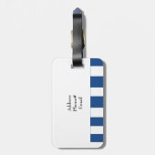 Blauw En Witte Strepen Bagagelabel (Achterkant verticaal)