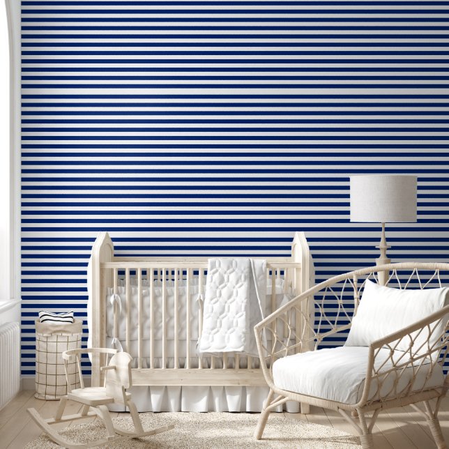 Blauw en Witte Strepen Behang (Kinderen)