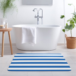 Blauw en Witte Strepen | Bewerkbare Kleuren Badmat