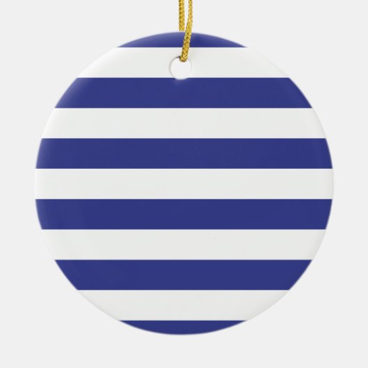 Blauw en witte strepen keramisch ornament (Voorkant)