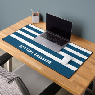 Blauw en witte strepen patroon gepersonaliseerd bureaumat