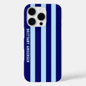 Blauw en witte strepen patroon gepersonaliseerd Case-Mate iPhone case (Achterkant)