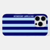 Blauw en witte strepen patroon gepersonaliseerd Case-Mate iPhone case (Achterkant (horizontaal))