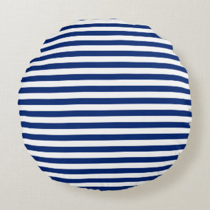 Blauw en Witte Strepen Rond Kussen