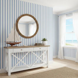 Blauw en witte strepen strandhuis behang